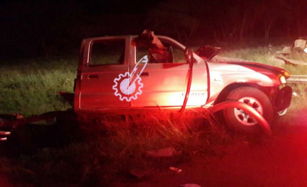 The wreckage of the Ford Ranger twin-cab that was involved in an accident in Limpopo Province early morning on Wednesday. - Pic by Thupeyo Muleya