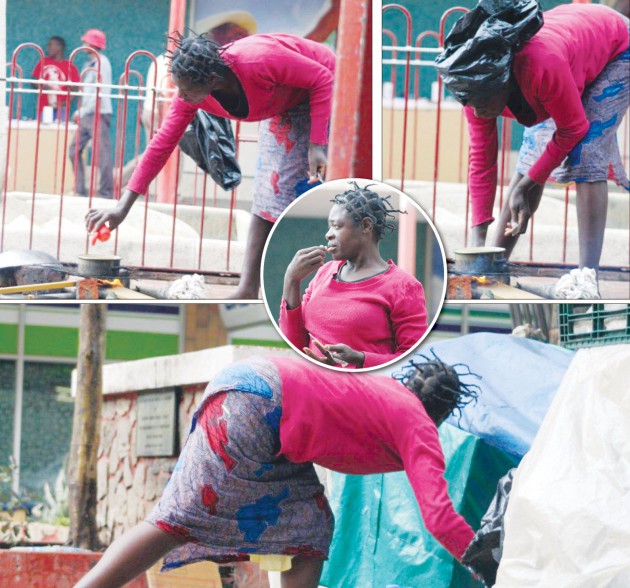This picture collage shows Lydia Ndlovu going about her chores at her makeshift home at the corner of First Street and George Silundika Avenue in Harare recently. - (Pictures by Nicholas Bakili)