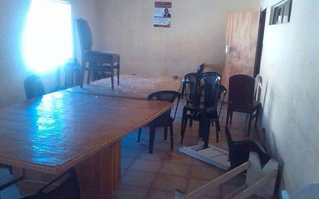 The MDC-T Conference room in the wake of the beatings meted on Ms Thokozani Khupe, Lovemore Moyo and Abednico Bhebhe yesterday