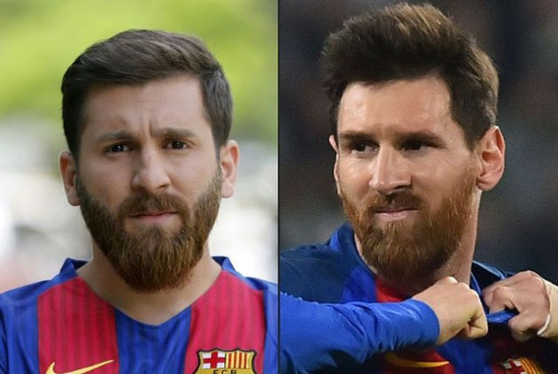 SPOT THE DIFFERENCE . . . This combination of pictures shows Reza Parastesh (left), a doppelgänger of Barcelona and Argentina footballer Lionel Messi. Parastesh has become a sensation in Iran for his resemblance to Barcelona and Argentina striker Messi