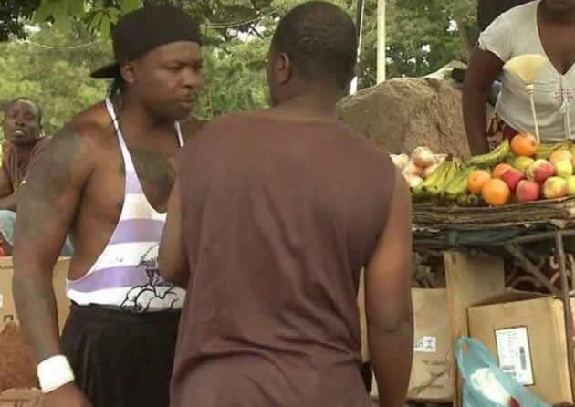 Mziwande (left) on set in “Gringo the Troublemaker”