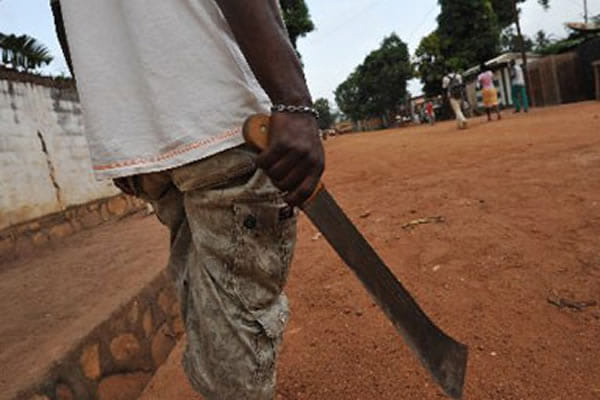 Machete-wielding man resists eviction