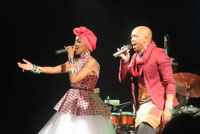 0Nhlanhla Nciza (left) and Theo Kgosinkwe perform at Belgravia Sports Club on Friday