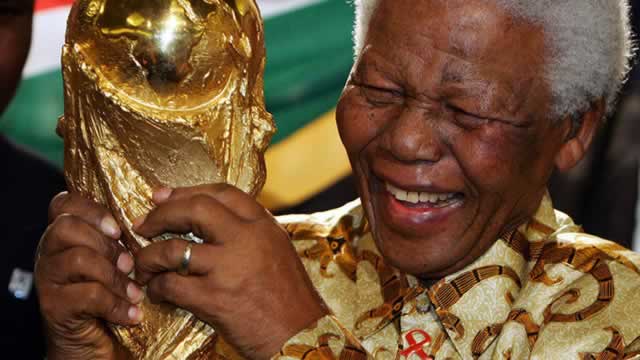 SPORTING CONNECTION . . . Nelson Mandela helped South Africa win the hosting rights to the 2010 World Cup soccer finals