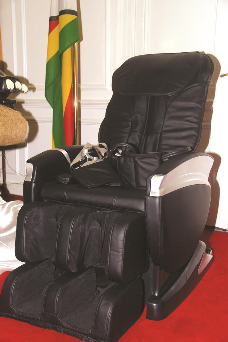 A massage chair was presented to President Mugabe as part of his belated 93rd birthday presents from Cabinet ministers