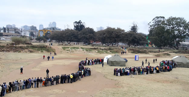 Before the polling station opened to voters, queues had already started meandering at polling stations in ward 6, Mbare, Harare