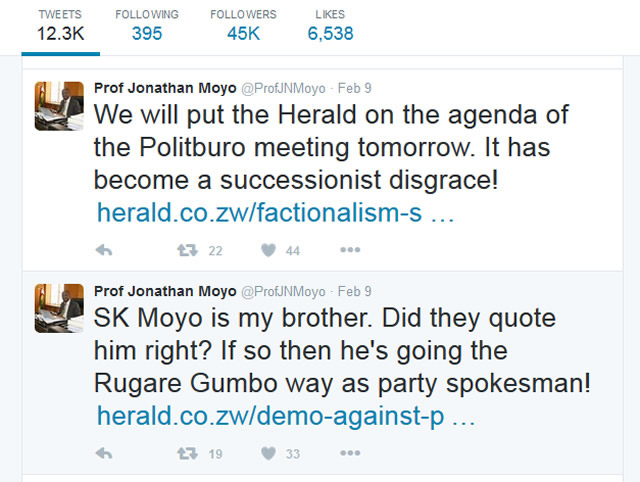 Some of the tweets by Prof Moyo