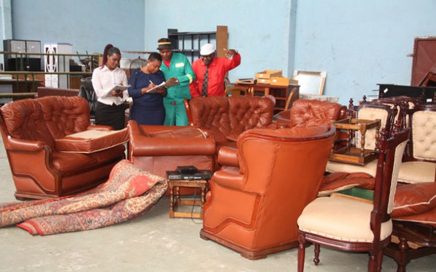 Former zanu-pf secretary for Administration Didymus Mutasa’s attached household property at LM Auctions yesterday. — (Picture by Shelton Muchena)