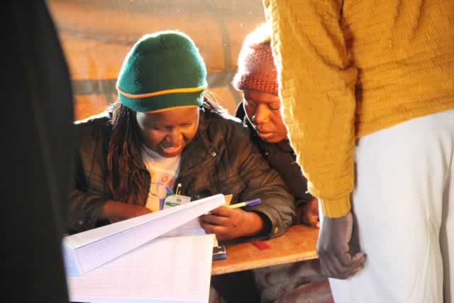 Verification of a candidate at Buhera Shopping Center.