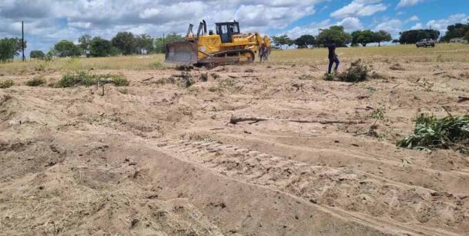 The new sports field under construction