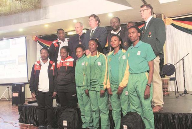 READY TO RUMBLE . . . Part of Team Zimbabwe for the 2016 Olympic Games poses for a group photo during a fundraising dinner at Rainbow Towers on Wednesday