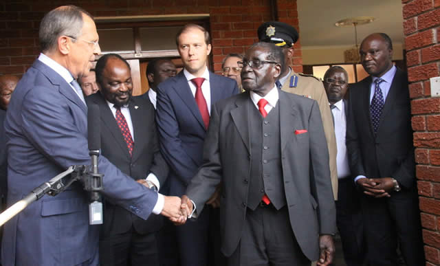 President Mugabe greets head of the Russian delegation Sergei Lavrov (left) in Harare where a US$3 billion platinum deal was signed. However, women have not capitalised on these opportunities