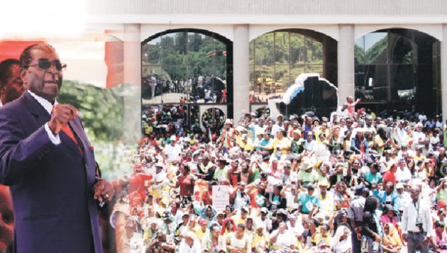 President Mugabe addresses thousands of zanu-pf supporters ahead of zanu-pf’s first Politburo meeting for 2016 at the revolutionary party’s national headquarters in Harare on Wednesday