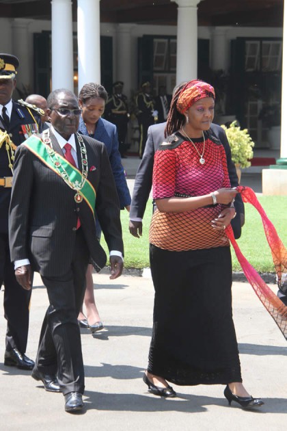 President Mugabe and the First Lady Amai Grace Mugabe at State house