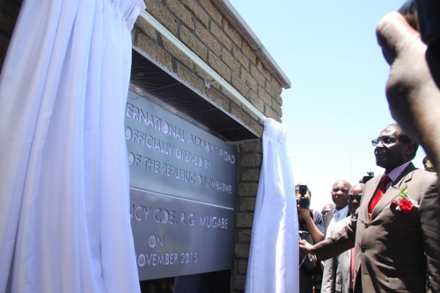 President Mugabe commissioned the first phase of Airport Road today. Pictures by Justin Mutenda
