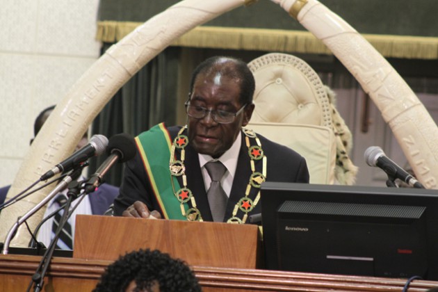 President Mugabe opens the fourth session of the eighth parliament in Harare.-(Picture by Tawanda Mudimu)