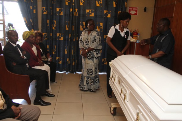 Professor Jonathan Moyo and wife Beatrice at Nyaradzo funeral parlour.