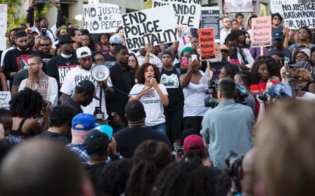 People rally in Dallas, Texas on July 7, 2016 to protest the deaths of Alton Sterling and Philando Castile, when the corporate media in US needed to take black anger of the front pages and airwaves 