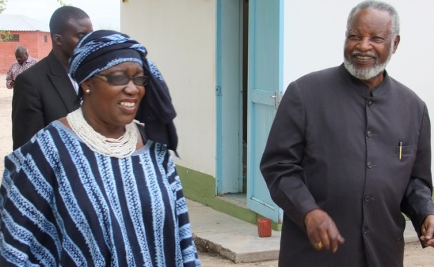 Namibia’s founding President Cde Sam Nujoma chats to Zimbabwe’s Ambassador to Namibia Ms Chipo Zindoga at his residence in Etunda Village, Namibia