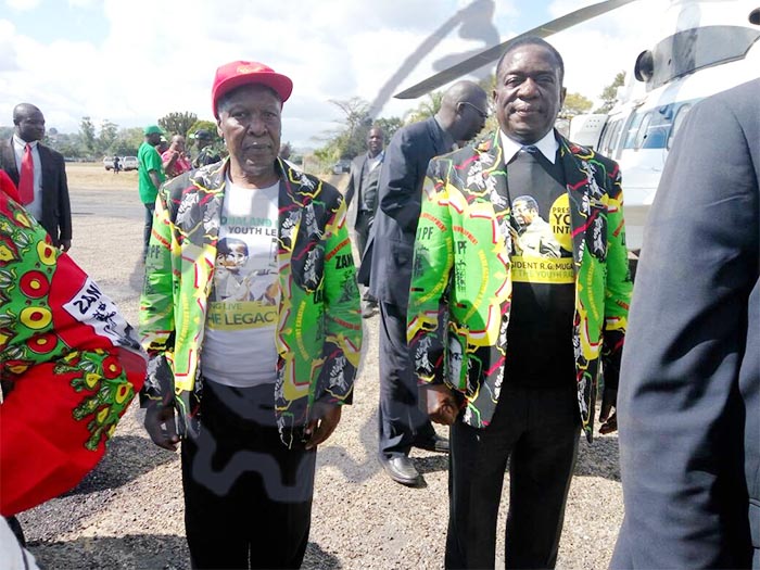 Defence Minister Dr Sydney Sekeramayi with Vice President Emmerson Mnangagwa. - Picture by Hatred Zenenga.