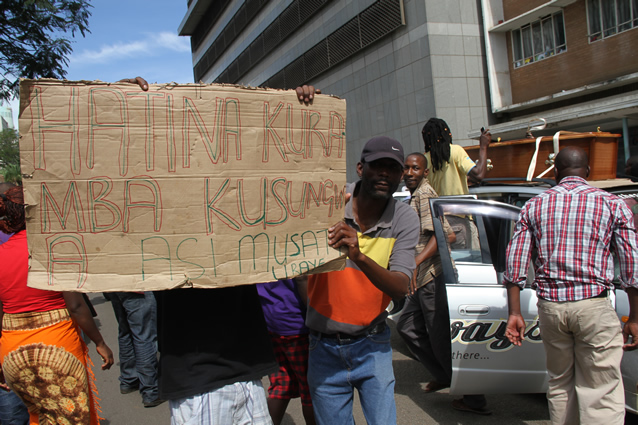 Striking taxi drivers