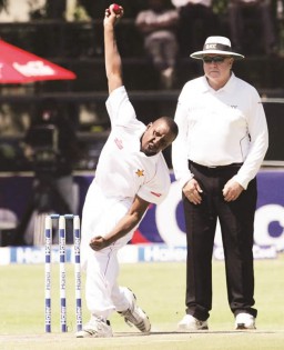 FRONTLINE CREW . . . Tinashe Panyangara was impressive in his Test comeback match and had a controlled and economic spell on the fourth day of the duel against Pakistan at Harare Sports Club. — AFP