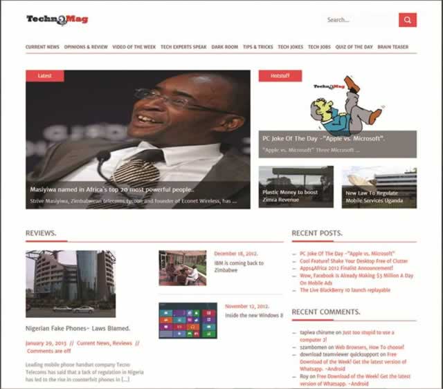 The front page of the new TechnoMag electronic magazine
