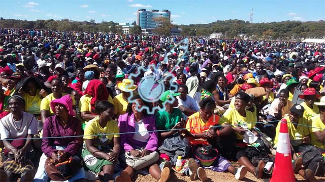 Thunderous! Thousands continue to stroll into Robert Mugabe Square ahead of President Mugabe's address later in the day.