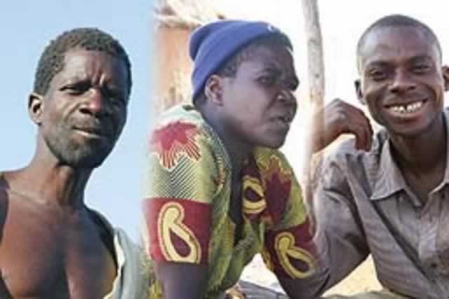 IN HAPPIER TIMES . . . This file picture shows Doreen Chigudu (Mabhau, centre), flanked by her two husbands Lameck Tembo aka Kanyama (left) and Richard Chimukuchi (now late). RIGHT: Tembo runs away from the Herald news crew