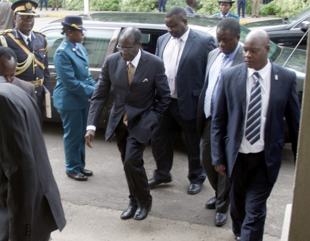 President Mugabe arrives at Parliament building today