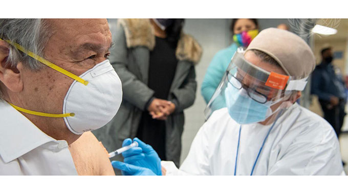 UN chief receives COVID-19 vaccine in New York
