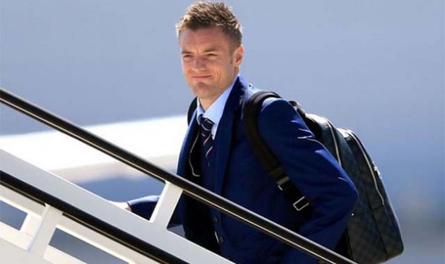 INDECISION . . . Jamie Vardy yesterday flew out with the rest of the England squad for 2016 Euro, with his club future still unresolved