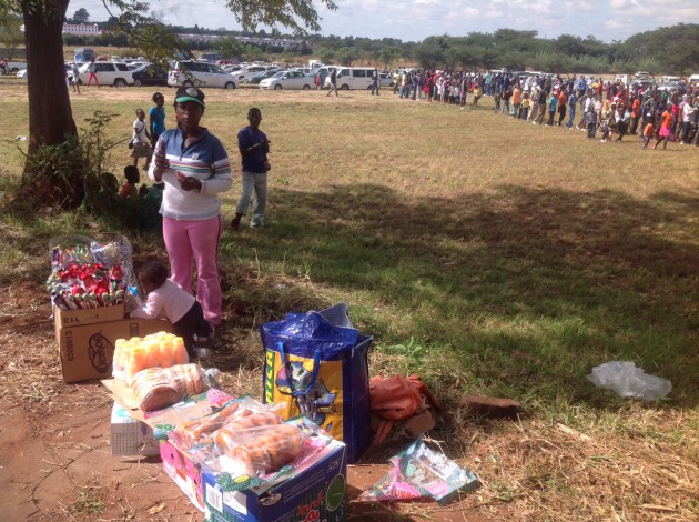 Vendors outside the NSS in anticipation of briskly business (pic by Lloyd Gumbo)