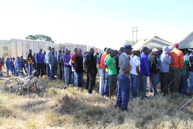 Voters in a queue at Chikurubi polling station in Harare East constituency