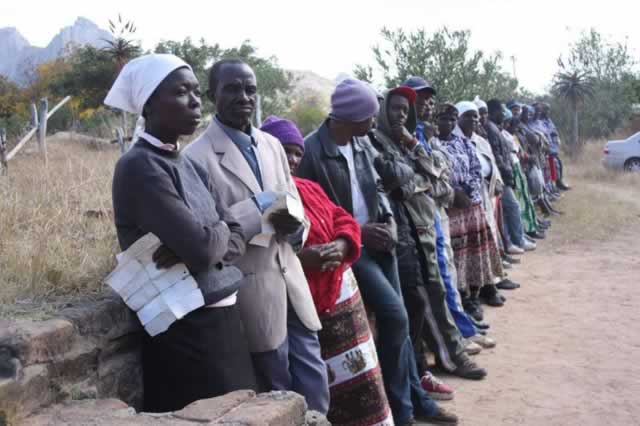 Voters wait to vote at Gandanzara Primary school in Makoni South.