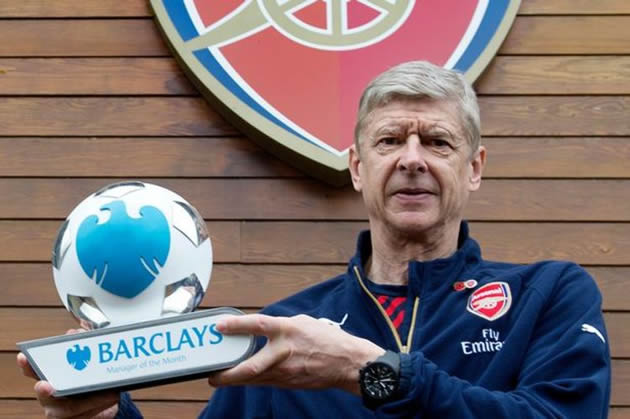 WINNER . . . Arsene Wenger has won the Manager of the Month award in England for the 15th time in his career.