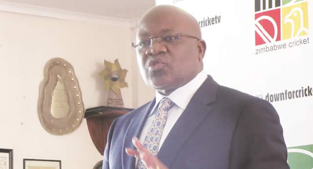 ASIAN ADVENTURE . . . Zimbabwe Cricket chairman Wilson Manase stresses a point at a media conference in Harare yesterday where he confirmed that the national team will tour Pakistan next month