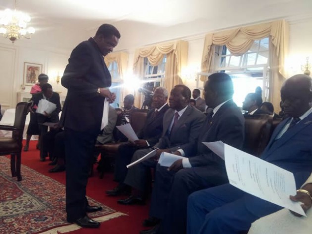Webster Shamu,the Minister of ICT , Postal and Courier Services chats with his counterparts