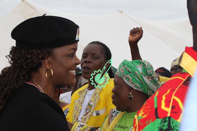 Amai Grace Mugabe pictured earlier as she arrived for the Buhera North constituency rally at St.Johns School in Gaza.