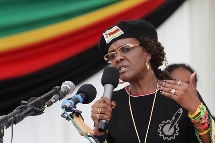Amai Grace Mugabe addresses thousands of Zanu-PF supporters at St.Johns School near at Gaza, Buhera North.