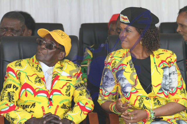 President Mugabe and Dr Amai Grace Mugabe just before the commissioning of the Dangamvura ICT Center earlier today.