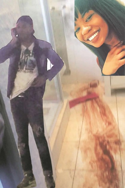 This graphic shows the trail of blood leading to Zanele’s bathroom and Zambian Stephen Kenneth Newman Chitobolo, who was the last to be seen with Zanele last Wednesday