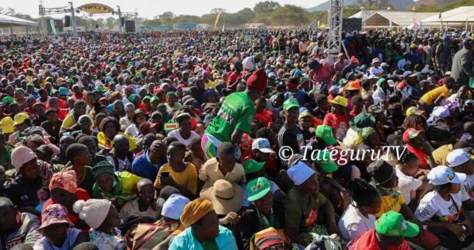 Part of the crowd that thronged Mutema Secondary School in Chipinge for the Zanu PF campaign launch on Saturday