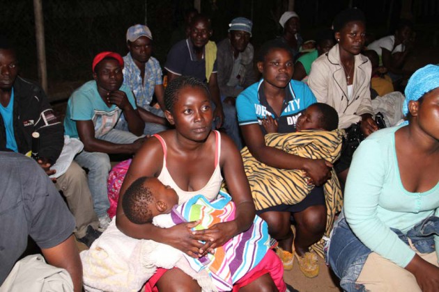 Some of the Zimbabweans who were repatriated from South Africa arrive at Beitbridge Border post last night.-(Picture by John Manzongo)