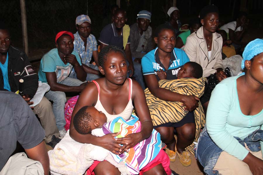 Some of the Zimbabweans who were repatriated from South Africa arrive at Beitbridge Border post last night.-(Picture by John Manzongo)
