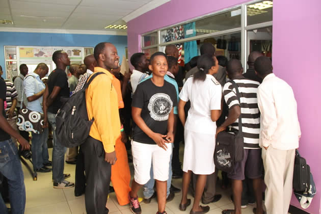 The crowd that swarmed otuside Bev’s shop in Harare