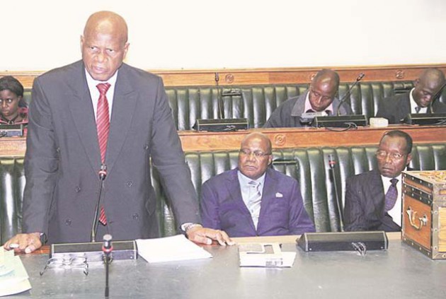 Finance and Economic Development Minister Patrick Chinamasa addresses the Parliamentary Portfolio Committee on Information, Media and Broadcasting Services in Harare yesterday. —  (Picture by Tawanda Mudimu)
