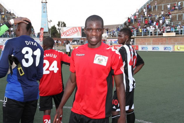 SIMPLY SENSATIONAL . . . Harare City forward, Silas Songani, enjoys his golden moment after his imperious performance at Rufaro yesterday destroyed Highlanders and thrust his side into pole position in the championship race