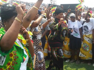 First Lady Amai Grace Mugabe dancing with members of the Women's League
