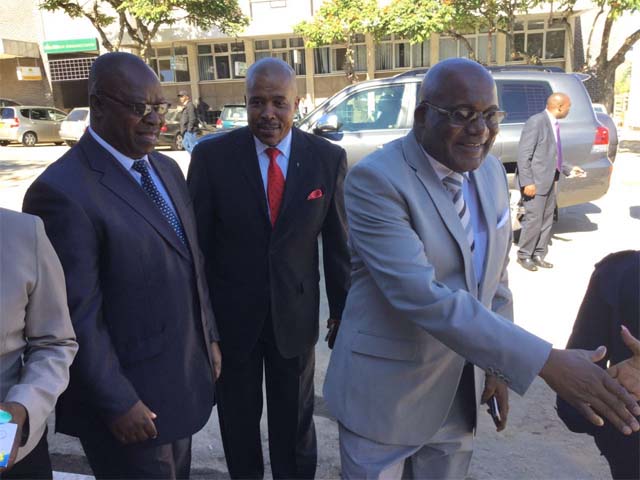 Media, Information and Broadcasting Services Minister, Dr Chris Mushohwe, Zimpapers Board Member Bishop Manhanga and Manica Post Editor, Hatred Zenenga.